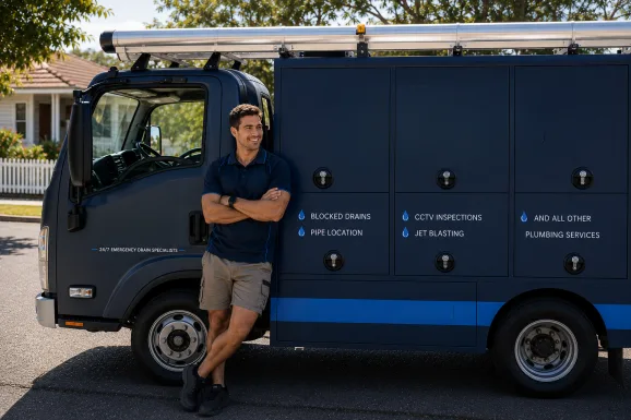 Service van and plumber at a Tamarama callout