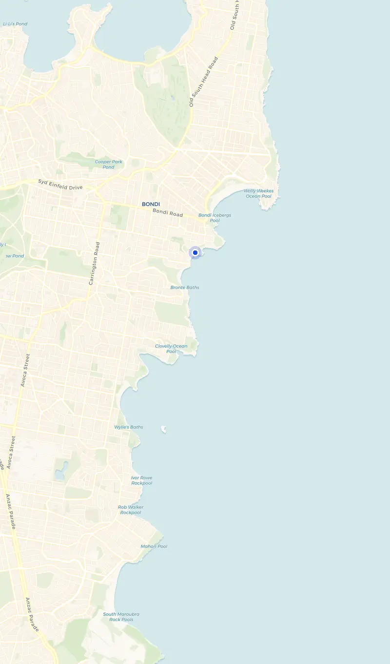 Map of the Tamarama service area and the surrounding suburbs we cover.
