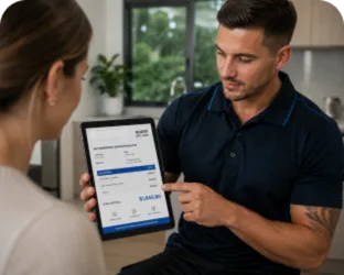 Plumber explaining a service estimate in Tamarama