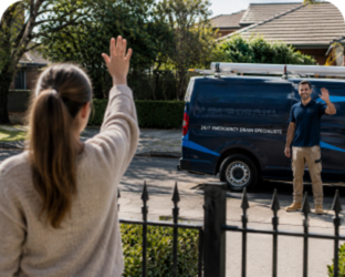 Customer waving goodbye to a Tamarama Blocked Drains plumber